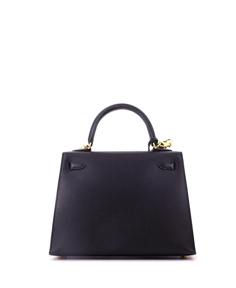 Pre-Owned Hermes Kelly 25 Handbag Black Epsom with Gold Hardware