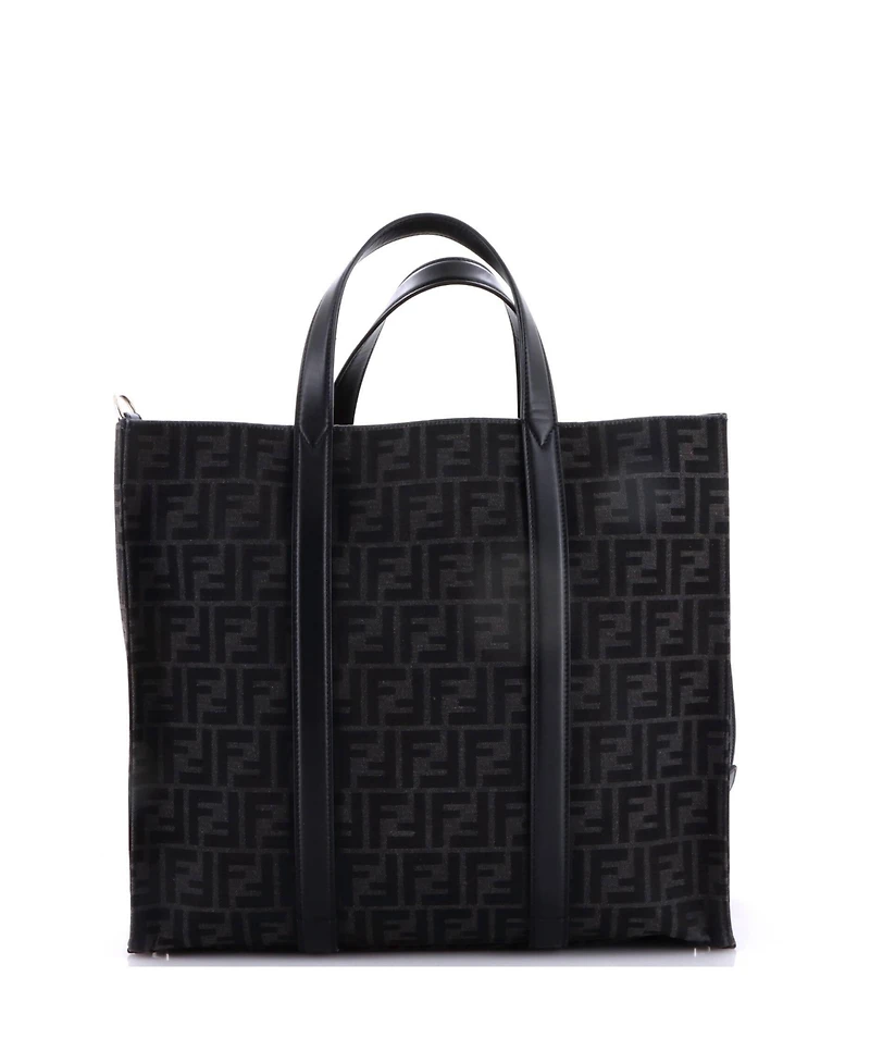 Pre-Owned Fendi Large Convertible Open Tote Zucca Jacquard Fabric and Leather