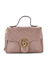 Pre-Owned Gucci Medium Gg Marmont Top Handle Flap Bag Matelasse Leather