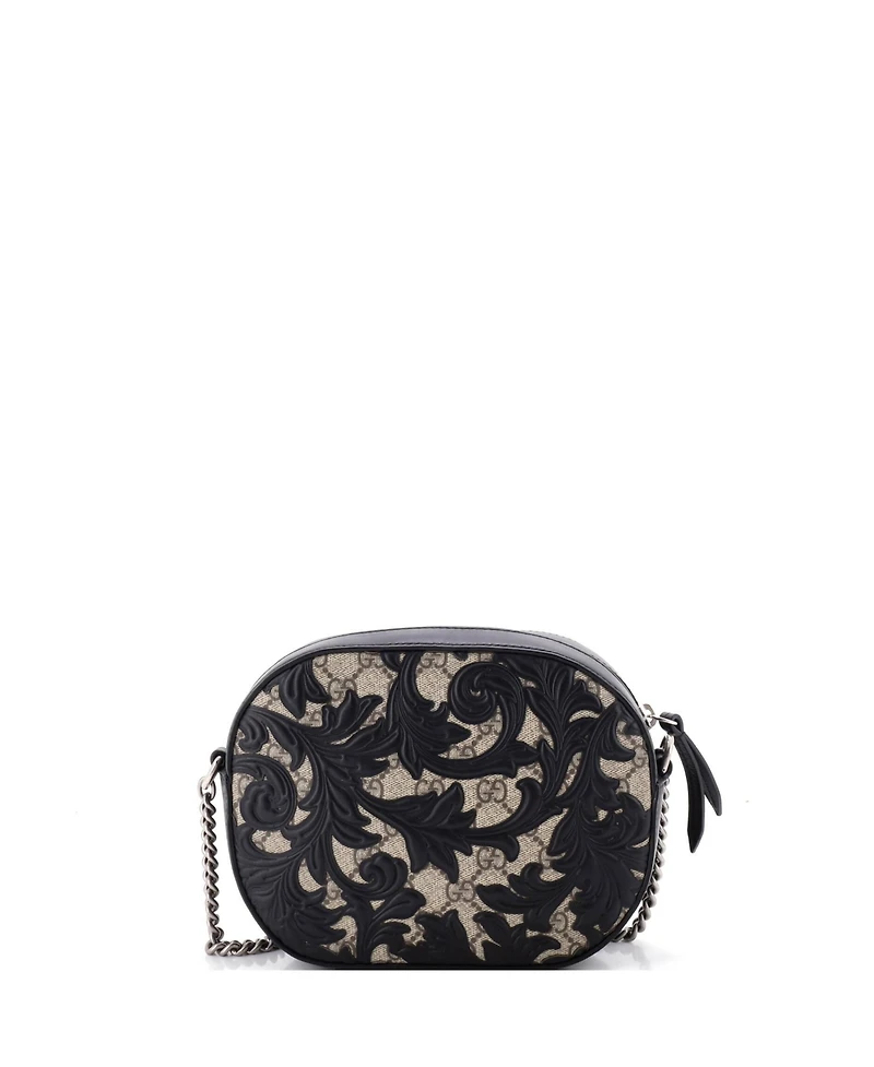 Pre-Owned Gucci Mini Chain Crossbody Bag Arabesque Gg Coated Canvas with Leather