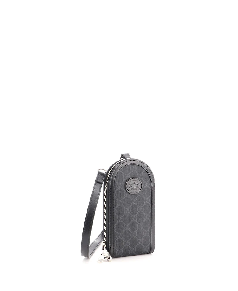 Pre-Owned Gucci Mini Interlocking G Patch Phone Crossbody Bag Gg Coated Canvas