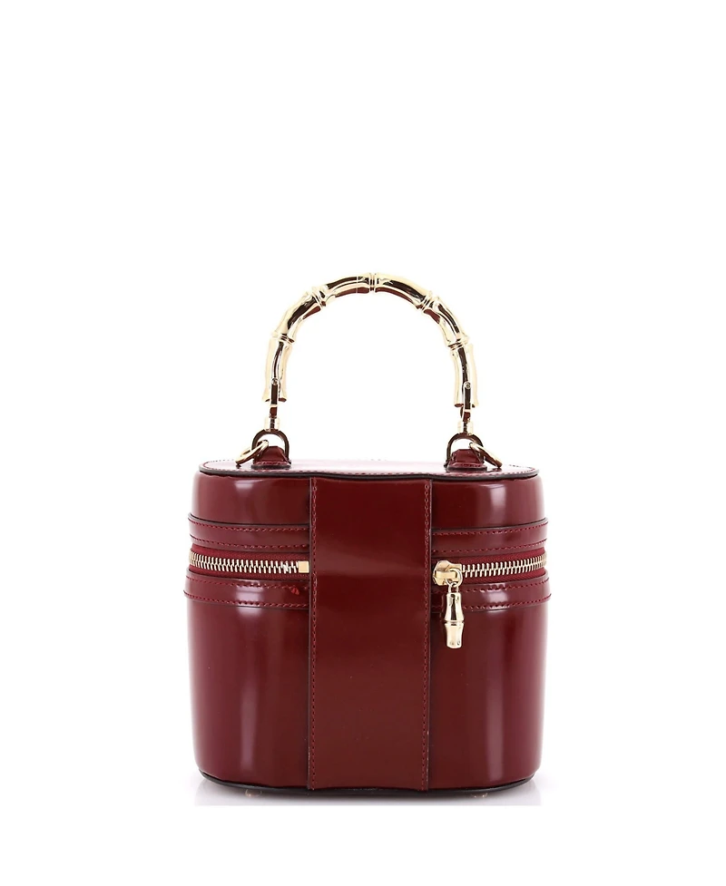 Pre-Owned Gucci Mini Bamboo Top Handle Vanity Shoulder Bag Patent and Metal