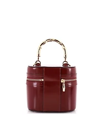 Pre-Owned Gucci Mini Bamboo Top Handle Vanity Shoulder Bag Patent and Metal