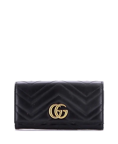 Pre-Owned Gucci Gg Marmont Continental Wallet Matelasse Leather
