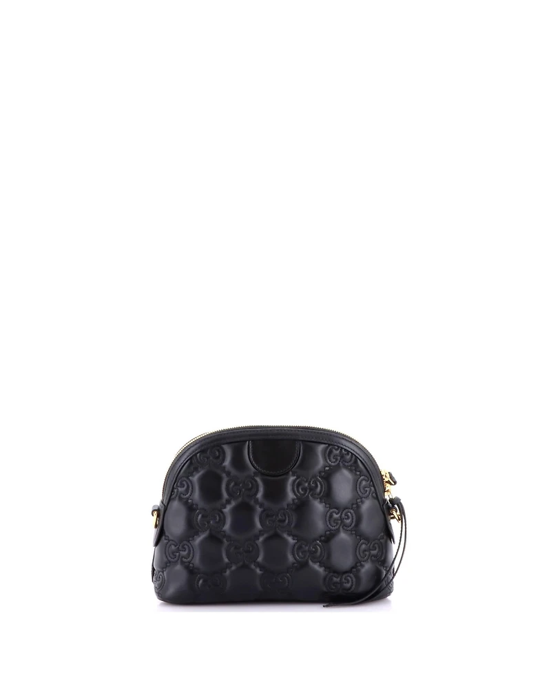 Pre-Owned Gucci Small Dome Chain Zip Shoulder Bag Gg Matelasse Leather