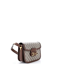 Pre-Owned Gucci Small Horsebit 1955 Shoulder Bag Gg Coated Canvas with Leather