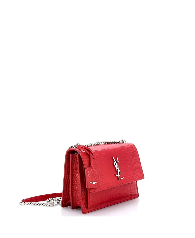 Pre-Owned Saint Laurent Medium Sunset Crossbody Bag Embossed Leather