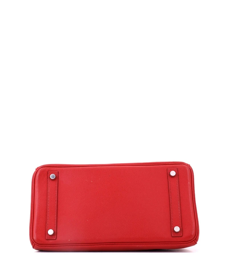 Pre-Owned Hermes Birkin 25 Handbag Red Epsom with Palladium Hardware