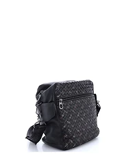 Pre-Owned Bottega Veneta Medium Snap Messenger Bag Printed Intrecciato Nappa