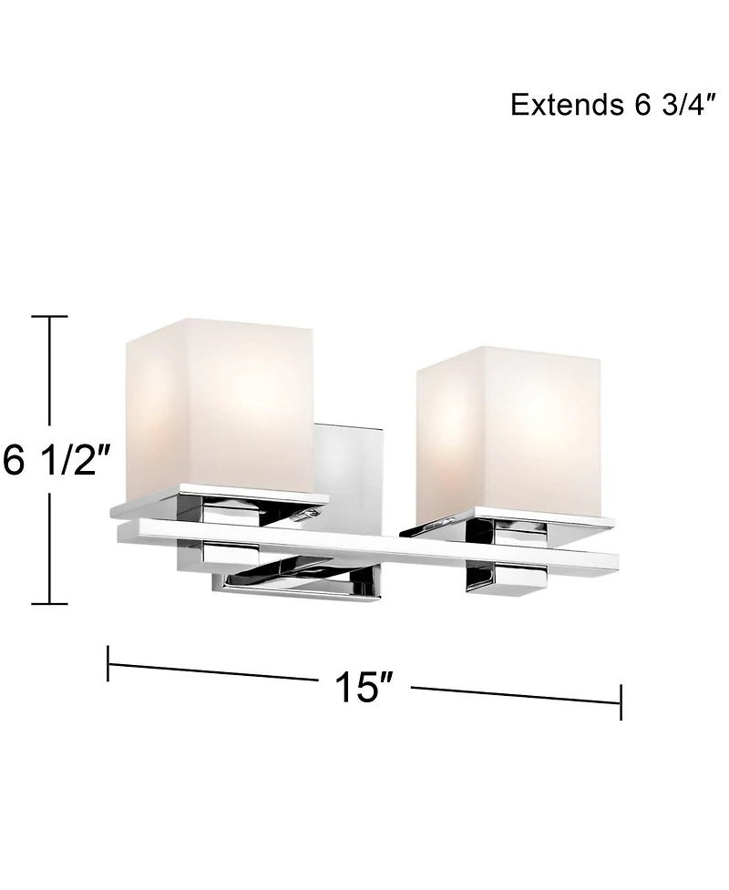 Kichler Tully 15" Wide Chrome Opal 2-Light Bath Sconce