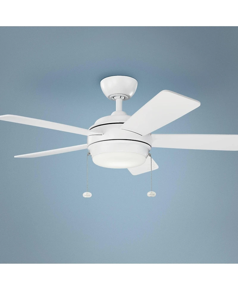 42" Kichler Starkk Matte White Led Ceiling Fan with Pull Chain