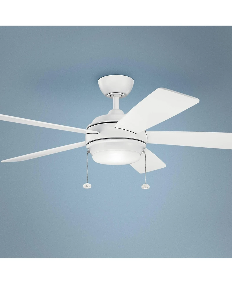 52" Kichler Starkk Matte White Led Ceiling Fan with Pull Chain