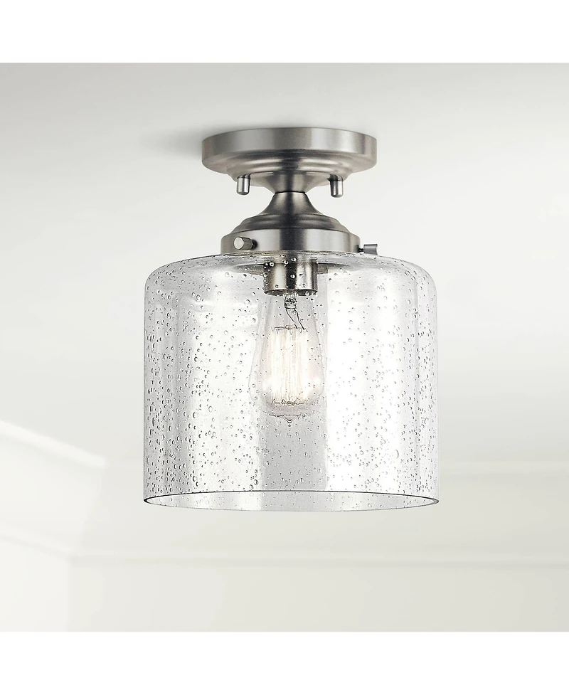 Kichler Winslow 8 1/2" Wide Brushed Nickel Seeded Glass Ceiling Light
