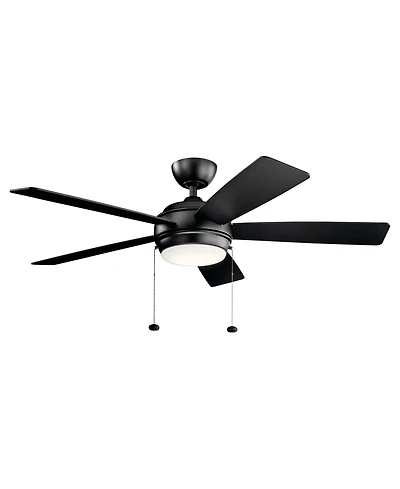 52" Kichler Starkk Satin Black Modern Pull Chain Led Ceiling Fan