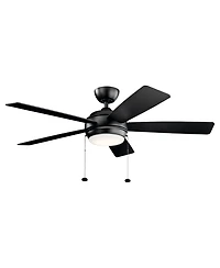 52" Kichler Starkk Satin Black Modern Pull Chain Led Ceiling Fan