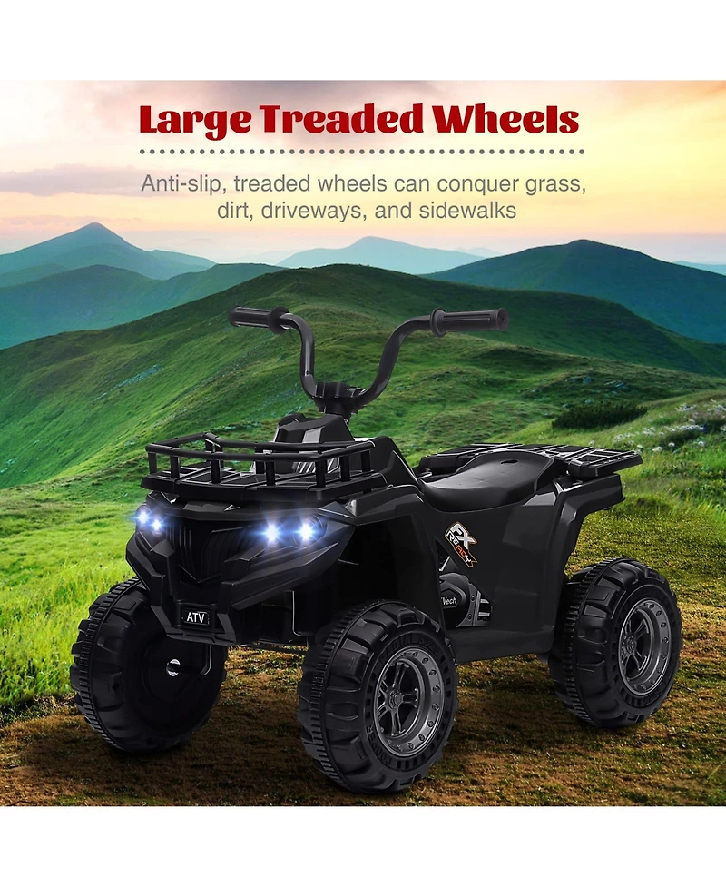 12V Kids Electric Ride On Atv Quad Car, 4 Wheeler Toy Vehicle with Anti Slip Treaded Wheels, Safe Ride On Toy for Boys Girls, Birthday Holiday Gift