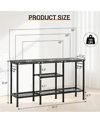 55" Tv Stand with Open Storage and Cable Management