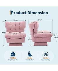 2 Set of Oversized Swivel Rocker Recliner Chair with High Back, 360 degrees) Rotation and Gentle Rocking for Living Room, Nursery, 300lbs Capacity
