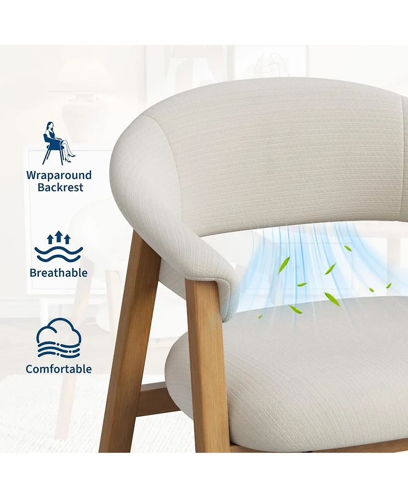 Dining Chairs Set of 4, Chenille Armchair, Upholstered Kitchen Chairs Wooden Legs Curved Backrest, Modern Chair for Dining Room Kitchen Living Room
