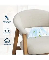 Dining Chairs Set of 4, Chenille Armchair, Upholstered Kitchen Chairs Wooden Legs Curved Backrest, Modern Chair for Dining Room Kitchen Living Room