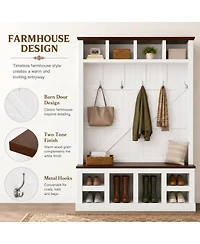 Streamdale Furniture Farmhouse Hall Tree with Bench and Shoe Storage