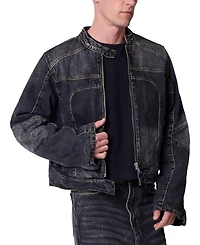 mnml Men's Panelled Moto Denim Jacket