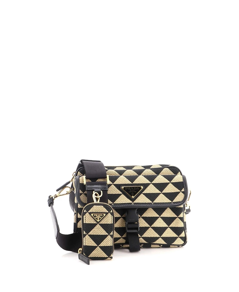 Pre-Owned Prada Small Symbole Front Pocket Zip Messenger Jacquard