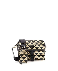 Pre-Owned Prada Small Symbole Front Pocket Zip Messenger Jacquard