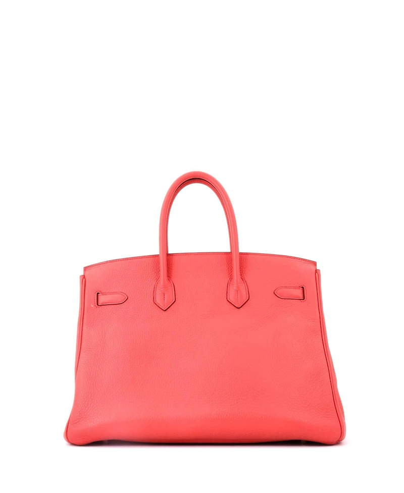 Pre-Owned Hermes Birkin 35 Handbag Pink Clemence with Gold Hardware