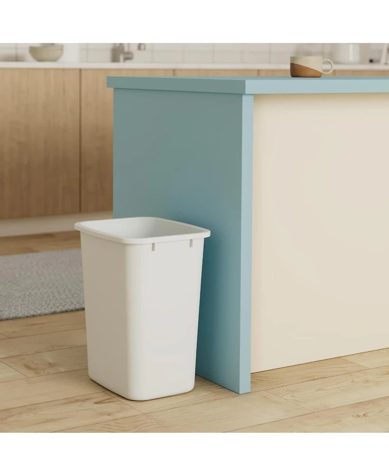 Rubbermaid Open Top Wastebasket, Large Plastic Trash Bin Container, 36 Qt, White