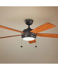 52" Kichler Starkk Olde Bronze Led Ceiling Fan with Pull Chain