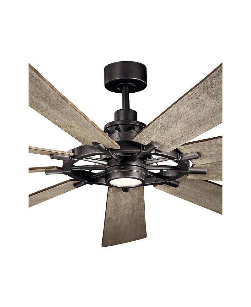 Kichler 85" Gentry Anvil Iron Led Ceiling Fan with Walnut Blades
