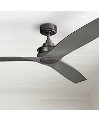 56" Kichler Ried Driftwood Anvil Iron Ceiling Fan with Wall Control