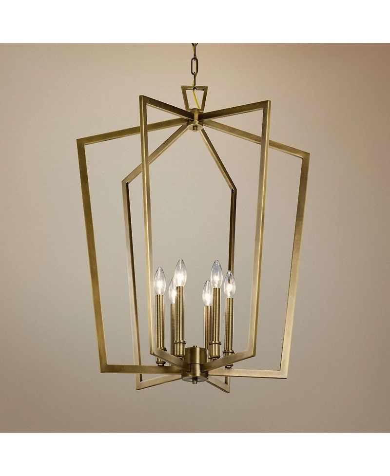 Kichler Abbotswell 24 3/4" Natural Brass 6-Light Modern Foyer Pendant