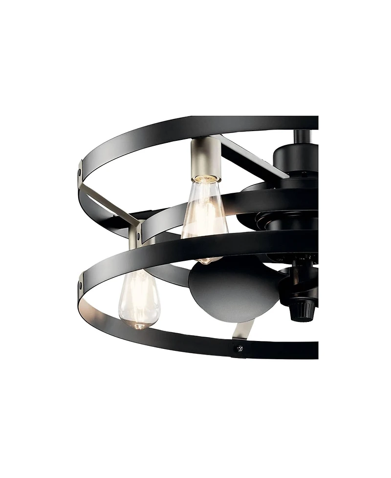 25" Kichler Cavelli Satin Black Led Fandelier with Wall Control