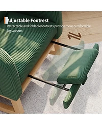 Rocking Chair with Footrest Corduroy Upholstered Glider with Side Pocket and Pillow Ergonomic for Bedroom Living Room Nursing Room Light Brown