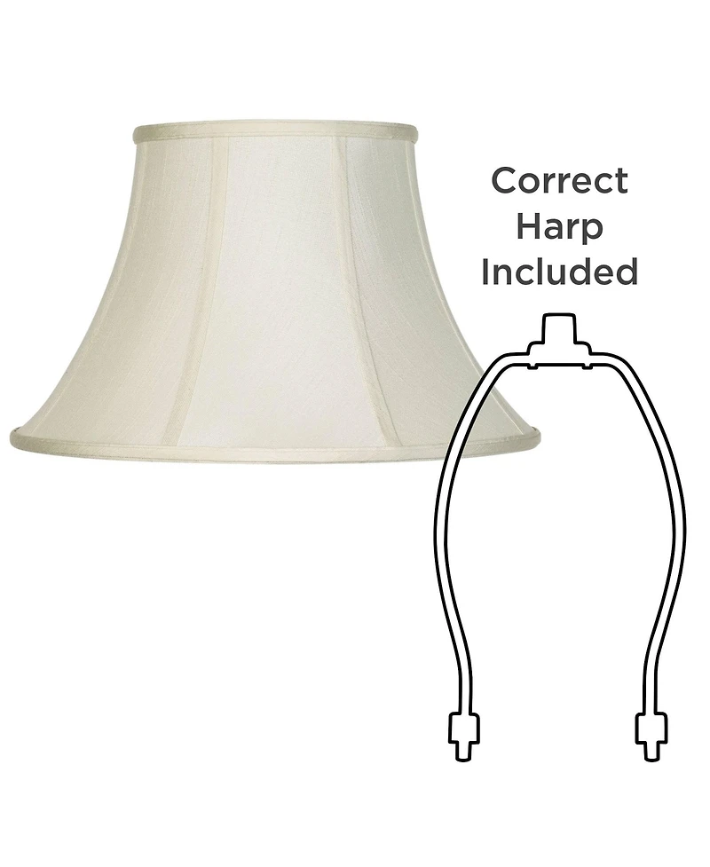 Imperial Shade Set of 2 Bell Lamp Shades Cream Large 9" Top x 17" Bottom x 11" Slant x 10.5" High Spider with Replacement Harp and Finial Fitting