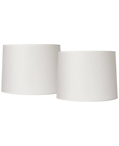Springcrest Set of 2 Drum Lamp Shades White Medium 13" Top x 14" Bottom x 10" High Spider with Replacement Harp and Finial Fitting
