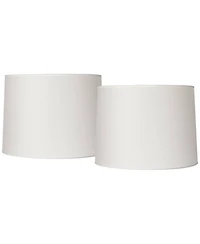 Springcrest Set of 2 Drum Lamp Shades White Medium 13" Top x 14" Bottom x 10" High Spider with Replacement Harp and Finial Fitting