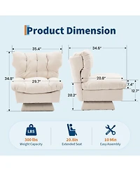2 Set of Oversized Swivel Rocker Recliner Chair with High Back, 360 degrees) Rotation and Gentle Rocking for Living Room, Nursery,300lbs Capacity