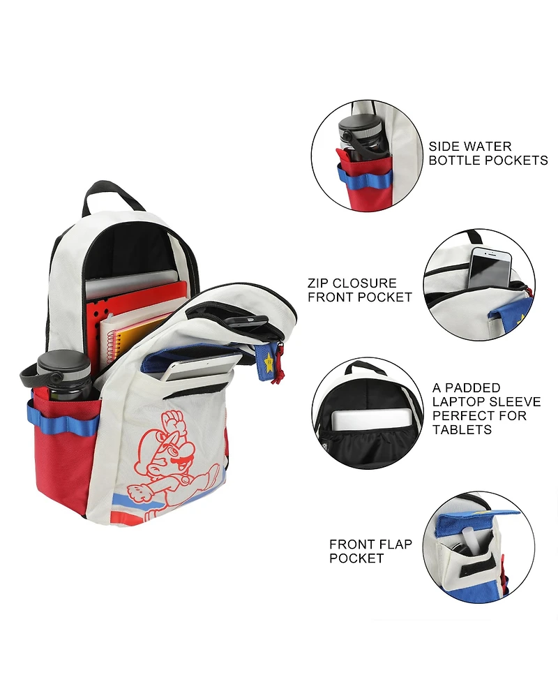 Super Mario Bros Mario Jump Pose 19 Inch Backpack
