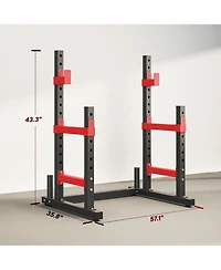 Sevorley Adjustable Squat Rack Stand with Dual Barbell Holders, Safety Spotters and Plate Storage, 660 lb Capacity