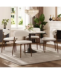Flynama Set of 2 Metal Dining Chairs with Upholstered Seat, Woodgrain Frame, Kitchen Chairs