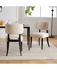 Flynama Set of 2 Mini Compact Farmhouse Fabric Wooden Dining Chairs