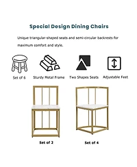 Flynama 7-Piece Golden Faux Marble Dining Set, 53.5" Table and 6 Chairs