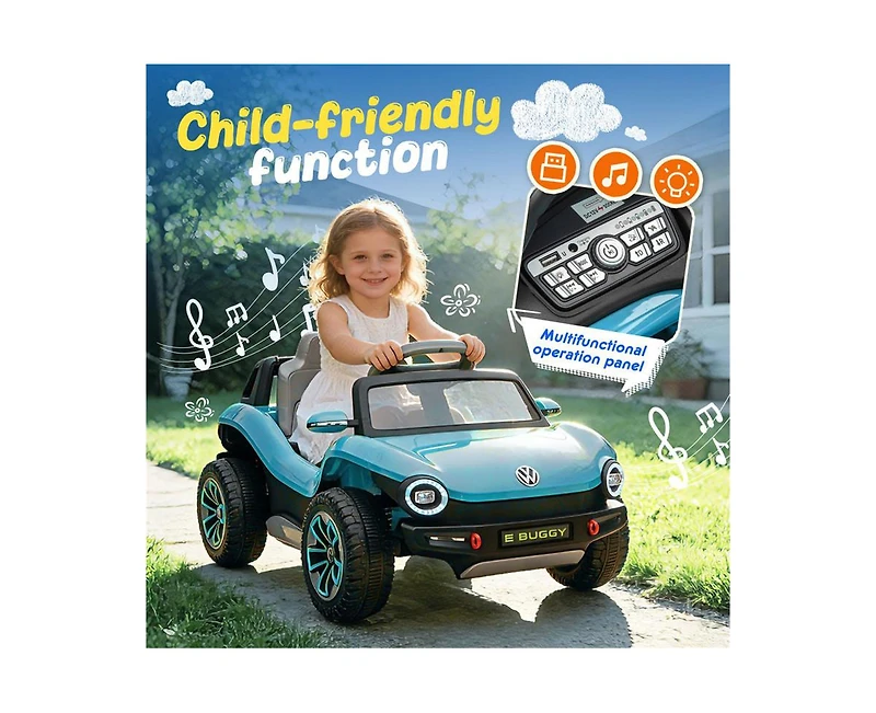 Yobtop Volkswagen Beetle 12V 2.4G Remote Control 4-Wheel Suspension Ride-On Electric Car, Ages 3-5