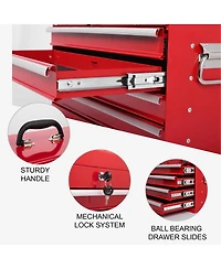 Streamdale Furniture 21" Heavy-Duty 4-Drawer Portable Metal Tool Box with Ball Bearing Slides