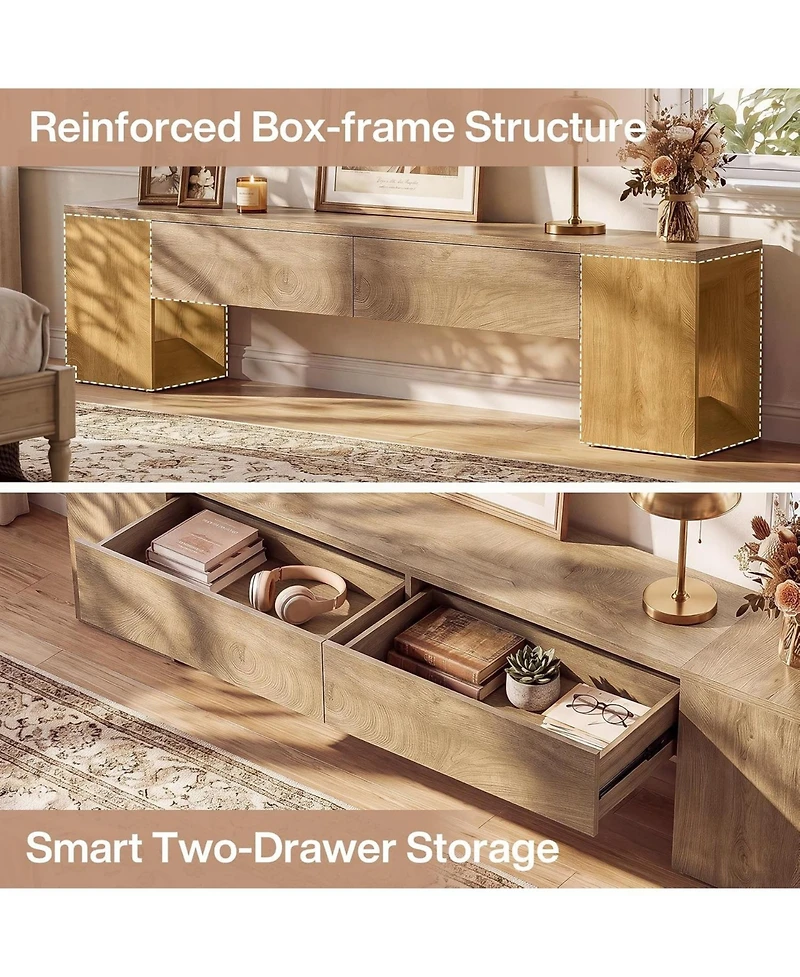 Tribesigns Tv Stand, Farmhouse Entertainment Center with Storage