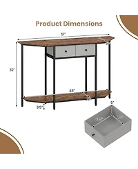 Slickblue Modern Console Table with 2 Drawers and Open Storage