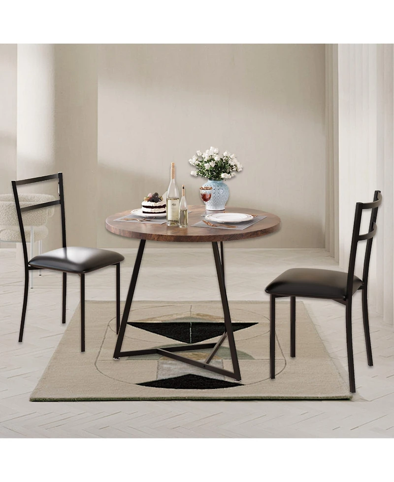 homfan Round Dining Set for 2 - Wooden Breakfast Bar Table and Stools